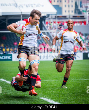 Au cours de l'action HSBC 2016 / Cathay Pacific Hong Kong Sevens, Hong Kong Stadium. Le 9 avril 2016. Banque D'Images