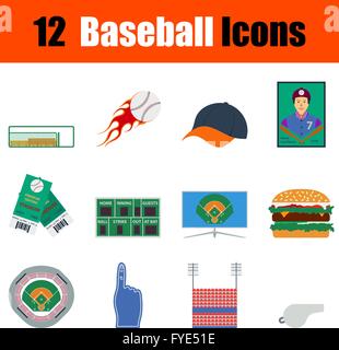 Modèle plat baseball Icon Set en couleurs de l'interface utilisateur. Vector illustration. Illustration de Vecteur