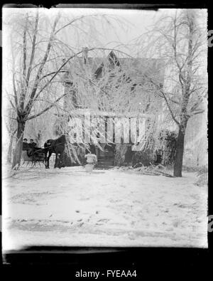 Photographie victorienne d'une maison de neige-verglas à Fallston, Maryland Banque D'Images