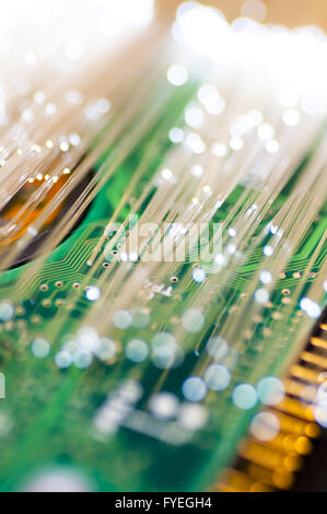 La fibre optique photo avec détails et les effets de lumière. Banque D'Images