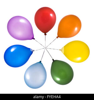 Ballons arc-en-ciel sur fond blanc Banque D'Images