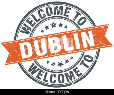 Bienvenue à Dublin du ruban orange stamp Illustration de Vecteur