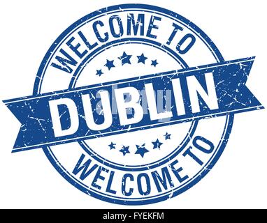 Bienvenue à Dublin du ruban bleu stamp Illustration de Vecteur