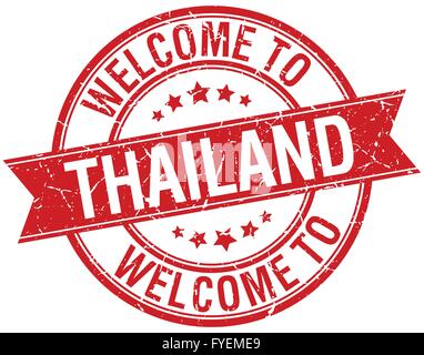 Bienvenue à la Thaïlande du ruban rouge stamp Illustration de Vecteur