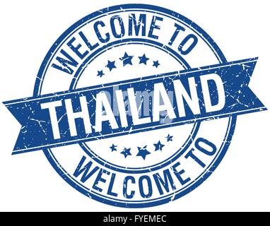 Bienvenue à la Thaïlande du ruban bleu stamp Illustration de Vecteur