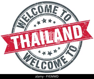 Bienvenue à la Thaïlande rouge rond vintage stamp Illustration de Vecteur