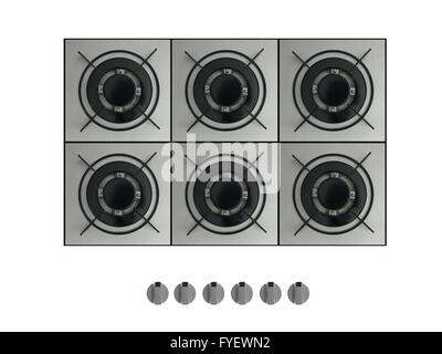 Les brûleurs à gaz isolé sur fond blanc Banque D'Images