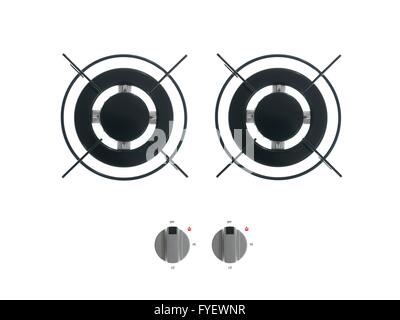 Les brûleurs à gaz isolé sur fond blanc Banque D'Images