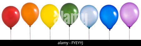 Ballons arc-en-ciel sur fond blanc Banque D'Images