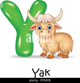 Illustration de la lettre Y pour Yak Cartoon Illustration de Vecteur