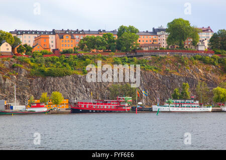 Stockholm, Suède en Europe. Vue front de mer Banque D'Images