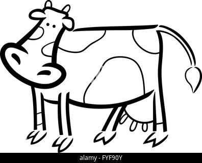 Cartoon doodle de vache de ferme pour la coloration Banque D'Images