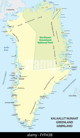 Groenland carte vectorielle détaillée de l'état Illustration de Vecteur