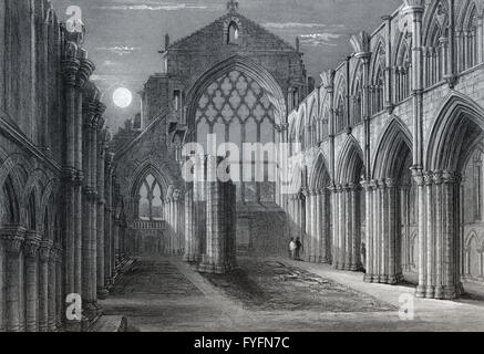 L'Abbaye de Holyrood, les ruines d'abbaye des chanoines réguliers à Édimbourg, Écosse Banque D'Images