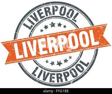 Liverpool rouge rond vintage grunge stamp ruban Illustration de Vecteur