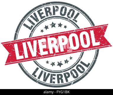 Liverpool rouge rond vintage grunge stamp ruban Illustration de Vecteur