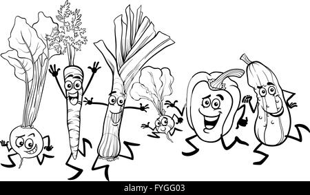 L'exécution de dessin animé pour colorer les légumes Banque D'Images