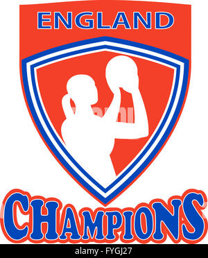 Le netball champions shooter Angleterre shield Banque D'Images