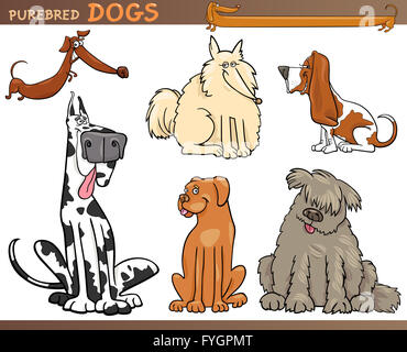 Chiens de races cartoon set Banque D'Images