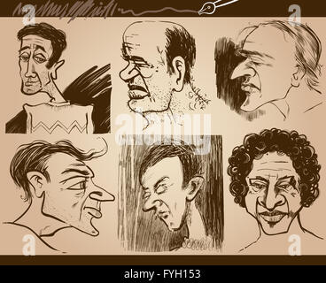 Les visages des gens ensemble dessins caricature Banque D'Images