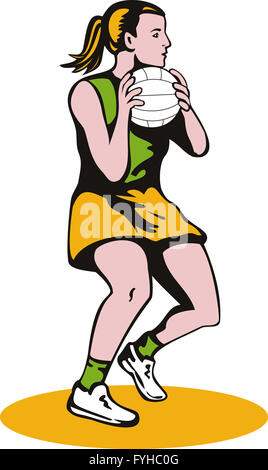 Le netball Player Catching Ball Banque D'Images