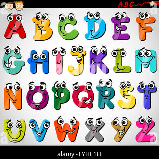 Les lettres en alphabet cartoon illustration Banque D'Images