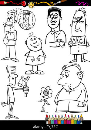 Jeu de coloriage dessin animé des gens Banque D'Images