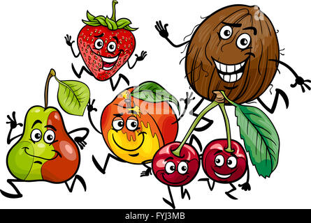 L'exécution du groupe fruits illustration cartoon Banque D'Images