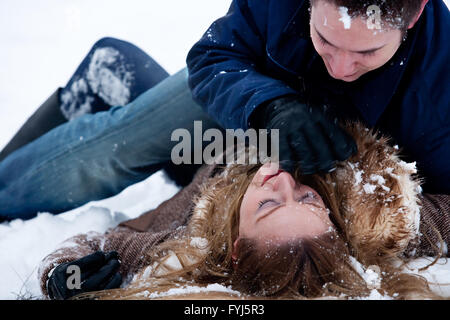 Hiver lutte passionnée Banque D'Images