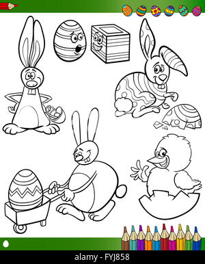 Livre de coloriage dessins animés pour Pâques Banque D'Images