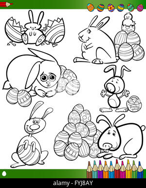 Livre de coloriage dessins animés pour Pâques Banque D'Images