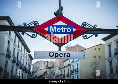 La station de métro Opéra, plus vieille rue de la capitale de l'Espagne, la ville de Madrid, son architecture et l'art Banque D'Images