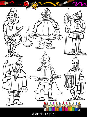 Chevaliers de Cartoon Coloring Book Banque D'Images