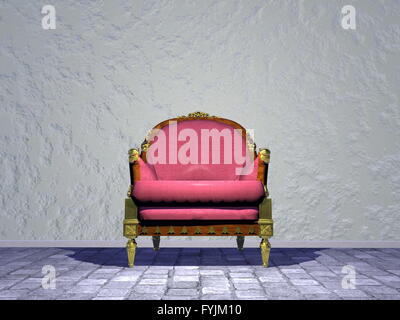 Louis XVI chaise royale dans la rue - 3D render Banque D'Images