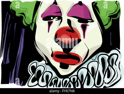 Clown triste illustration dessin Banque D'Images