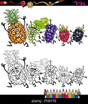 L'exécution de dessin animé coloriage fruits Banque D'Images
