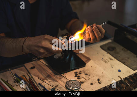 Fabrication du verre manuel ware Banque D'Images