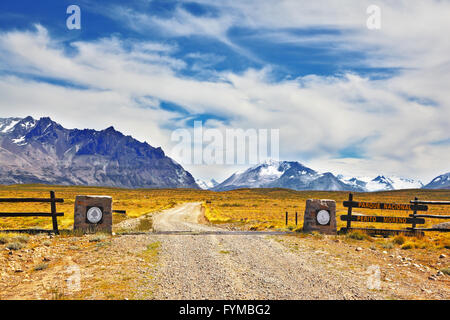 Symbolique de l'entrée du Parc National Perito Moreno Banque D'Images