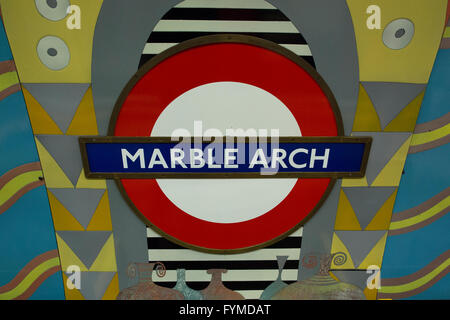 Logo de la station de métro Marble Arch - Londres, Royaume-Uni Banque D'Images