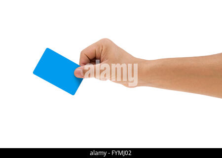 Carte de crédit en plastique tenant la main Banque D'Images