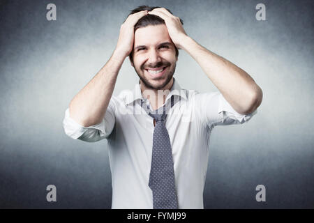 Homme barbu confus Banque D'Images