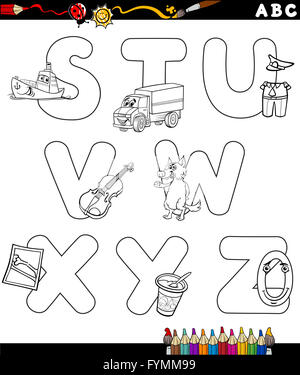 Coloriage alphabet cartoon Banque D'Images