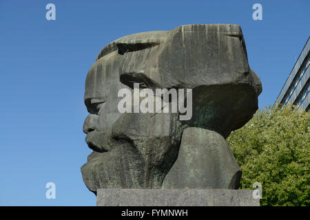 Denkmal, Karl Marx, Strasse der Nationen, Chemnitz, Sachsen, Allemagne Banque D'Images