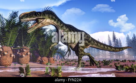 Dinosaure Monolophosaurus - 3D render Banque D'Images