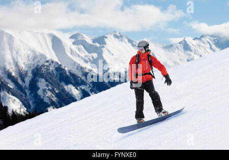 Snowboard dans les Alpes Banque D'Images