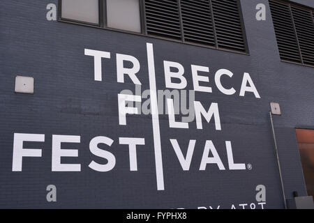 Signe pour le Tribeca Film Festival dans le Lower Manhattan. Banque D'Images