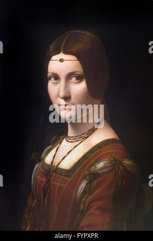 Portrait d'une Femme inconnue, La Belle Ferroniere, par Léonard de Vinci, vers 1490, Musée du Louvre, Paris, France, Europe Banque D'Images