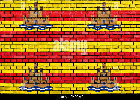 Pavillon d'Ibiza peint sur mur de brique Banque D'Images