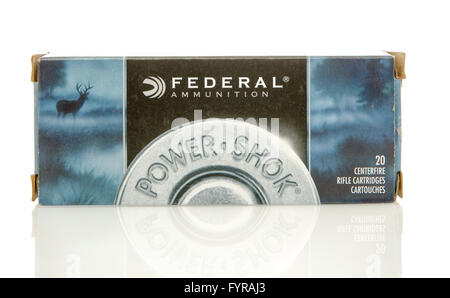 Winneconne, WI - 10 Jan 2016 : fort du gouvernement fédéral 223 full metal jacket rondes. Banque D'Images