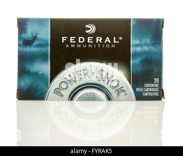 Winneconne, WI - 10 Jan 2016 : fort du gouvernement fédéral 308 full metal jacket rondes. Banque D'Images